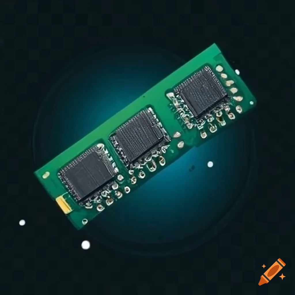 Transparent RAM memory chip on a clear background