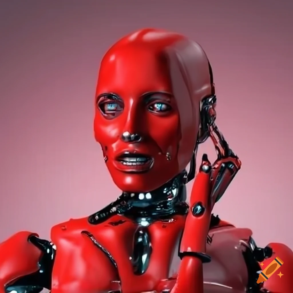 Red humanoid robot on Craiyon