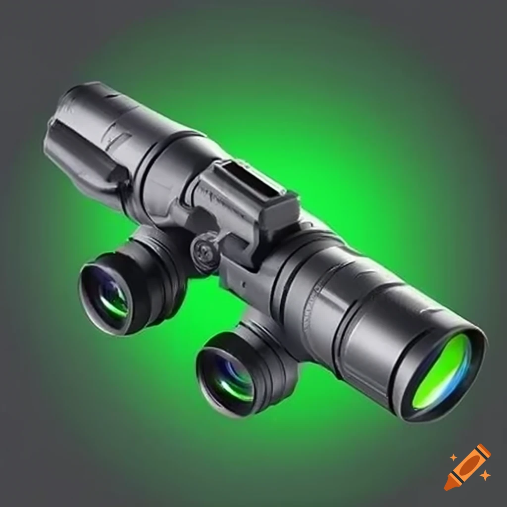 Modern night vision goggles emitting green light on Craiyon
