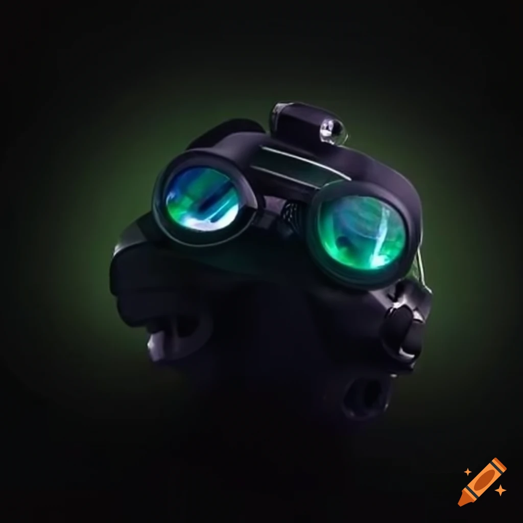 Night vision goggles with green lights on Craiyon