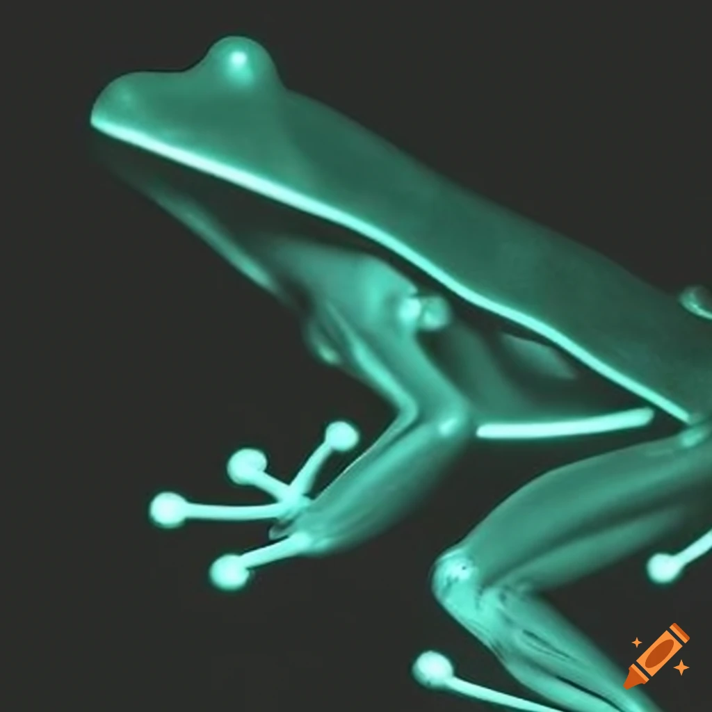 Neon frog on a dark background