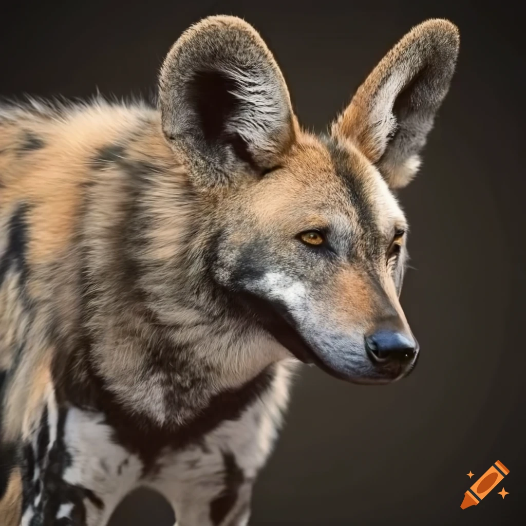 Grey wolf crossed with African wild dog