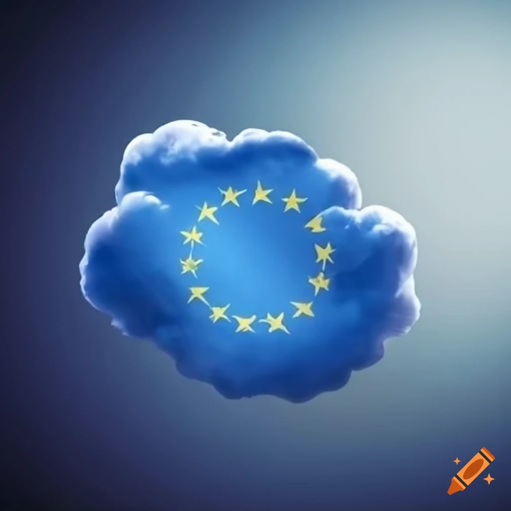 European flag inside a cloud symbolizing cloud technology