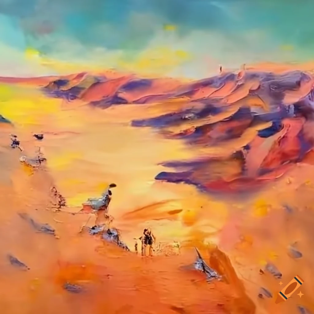 Aerial view of a desert society on Craiyon