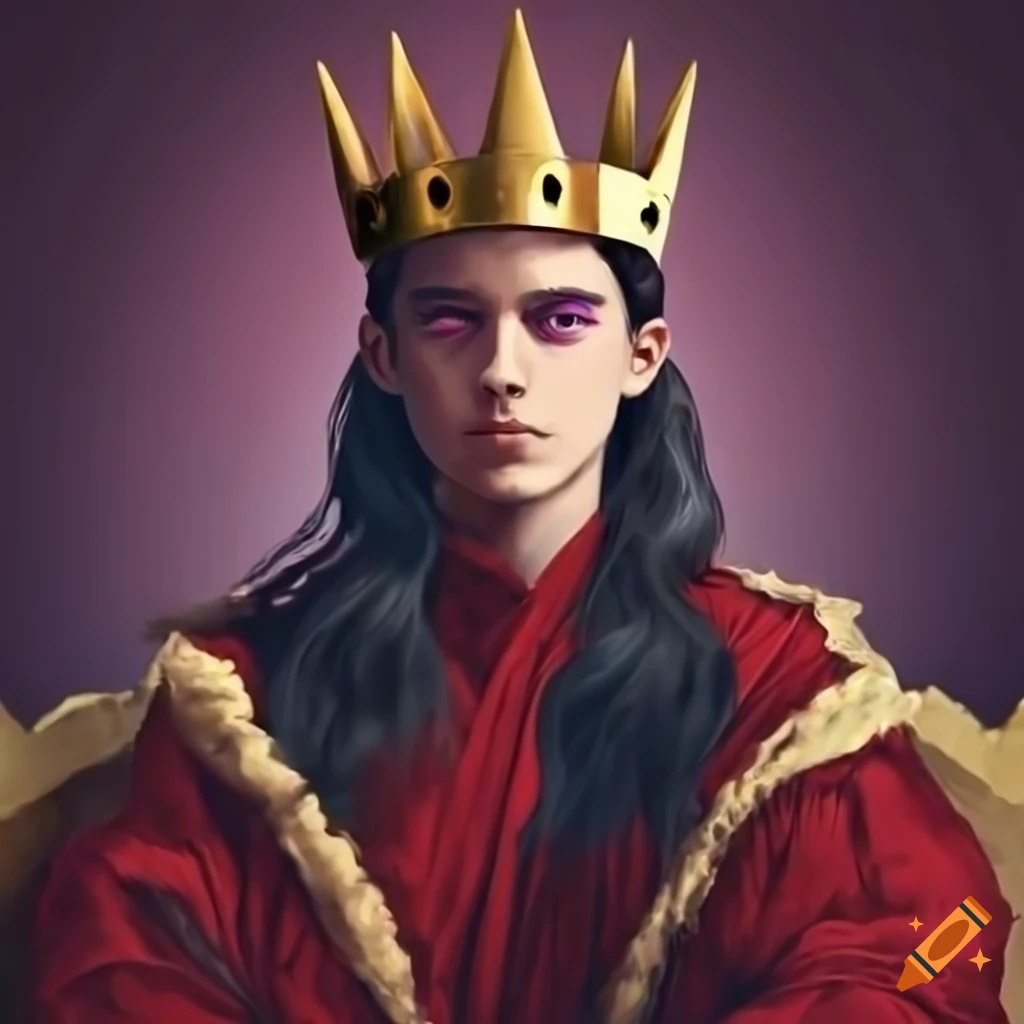 Young king in red robe drinking wine in a game of thrones style on Craiyon