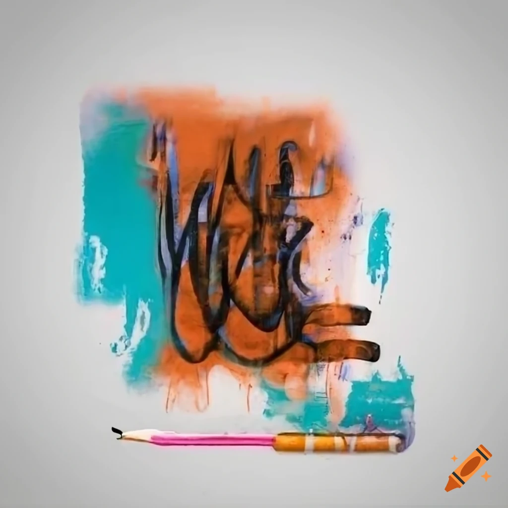 Worn colored graffiti on white background