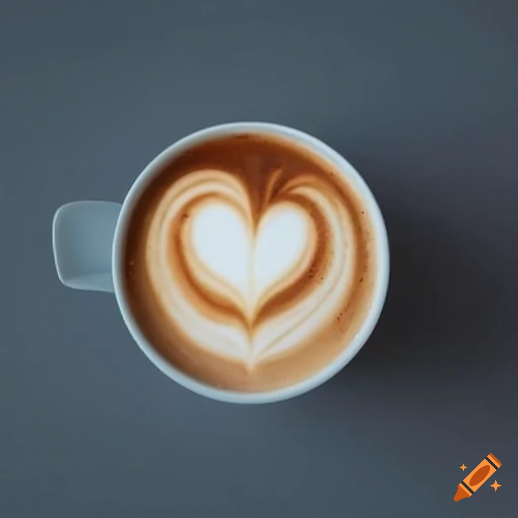 Heart shaped latte art on a coffee on Craiyon