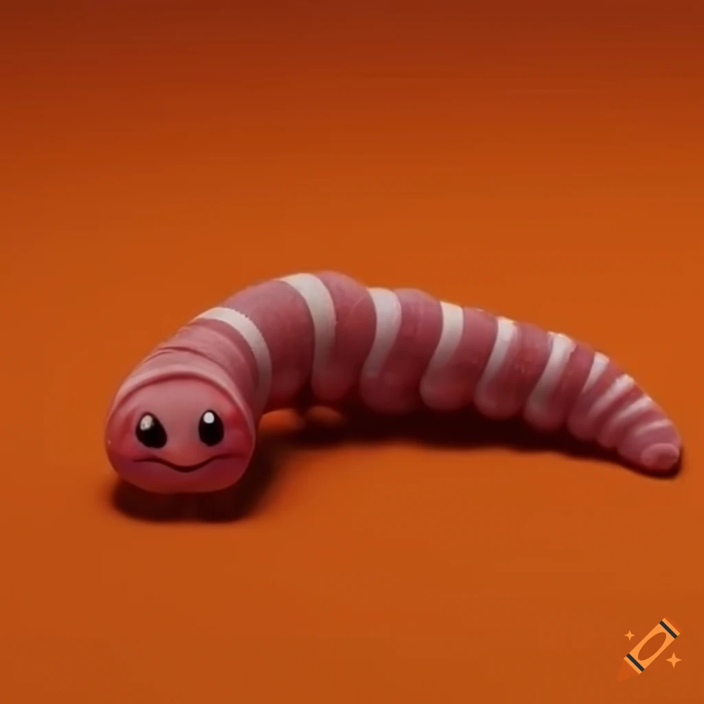 Cute worm on an orange background on Craiyon