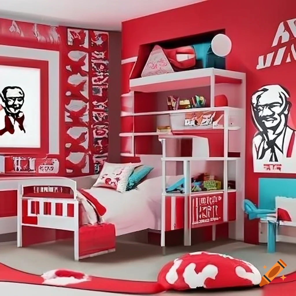 Children's bedroom with kfc theme on Craiyon