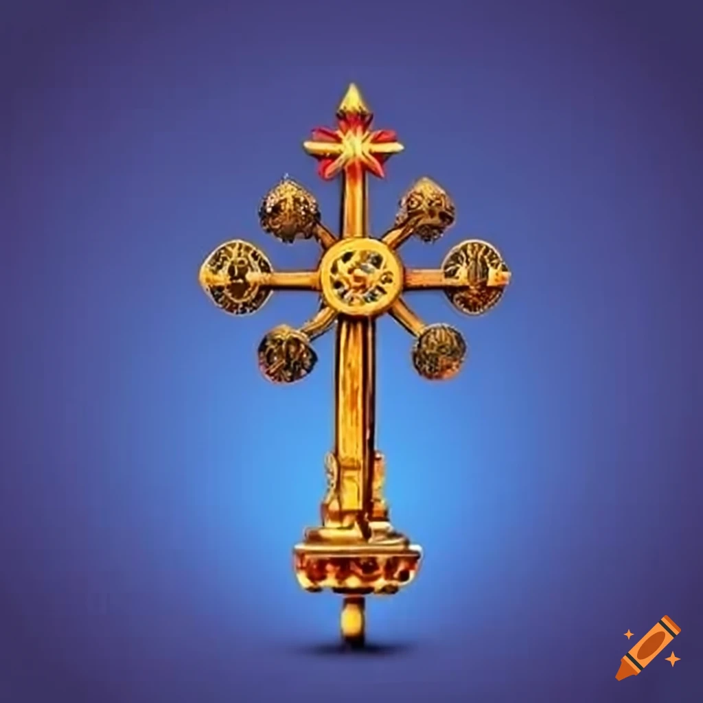 Combination of Orthodox Cross and Wheel of Dharma