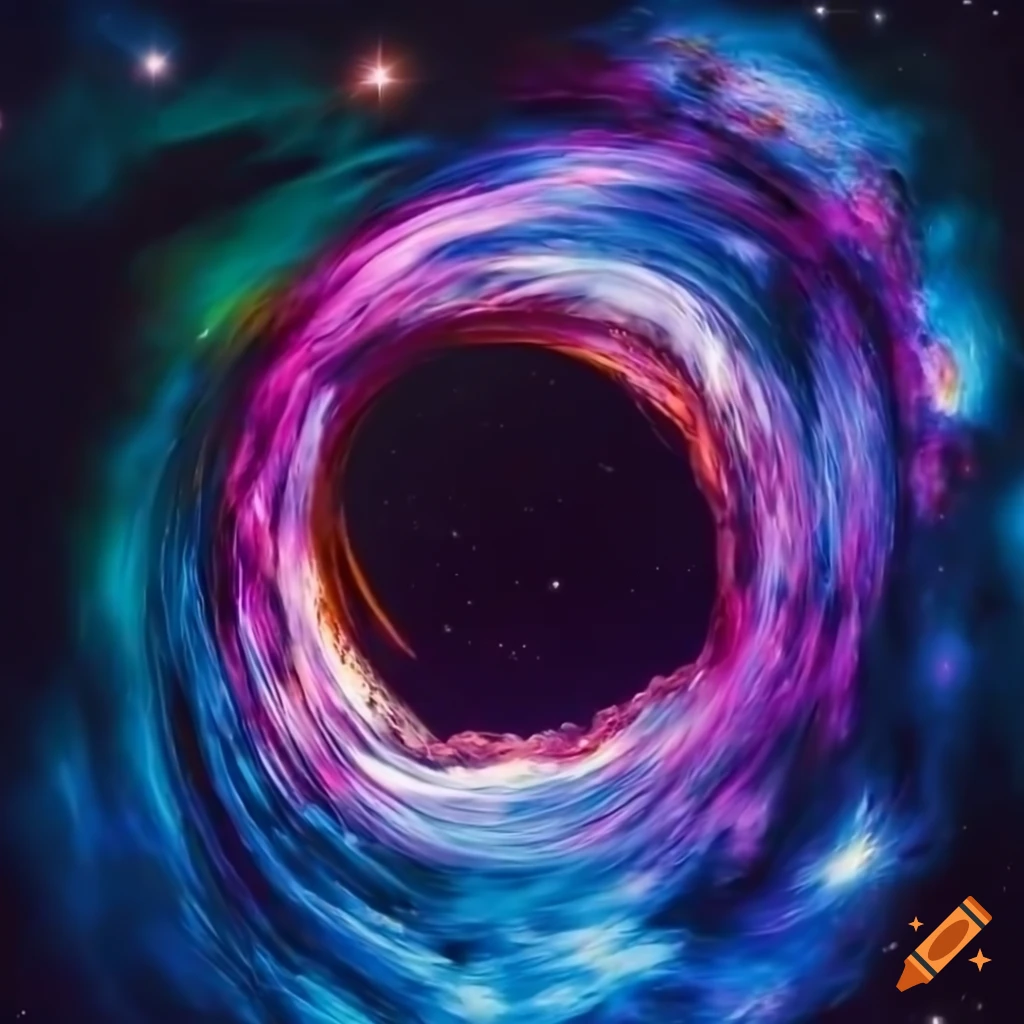 Vivid space portal with galaxy and bright bold colors on Craiyon