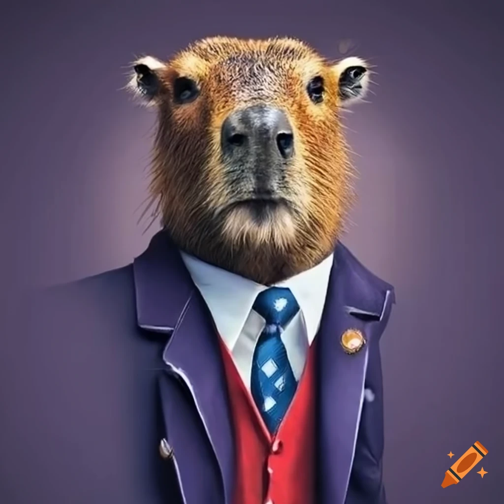 Capybara in a suit on a Presidential campaign poster