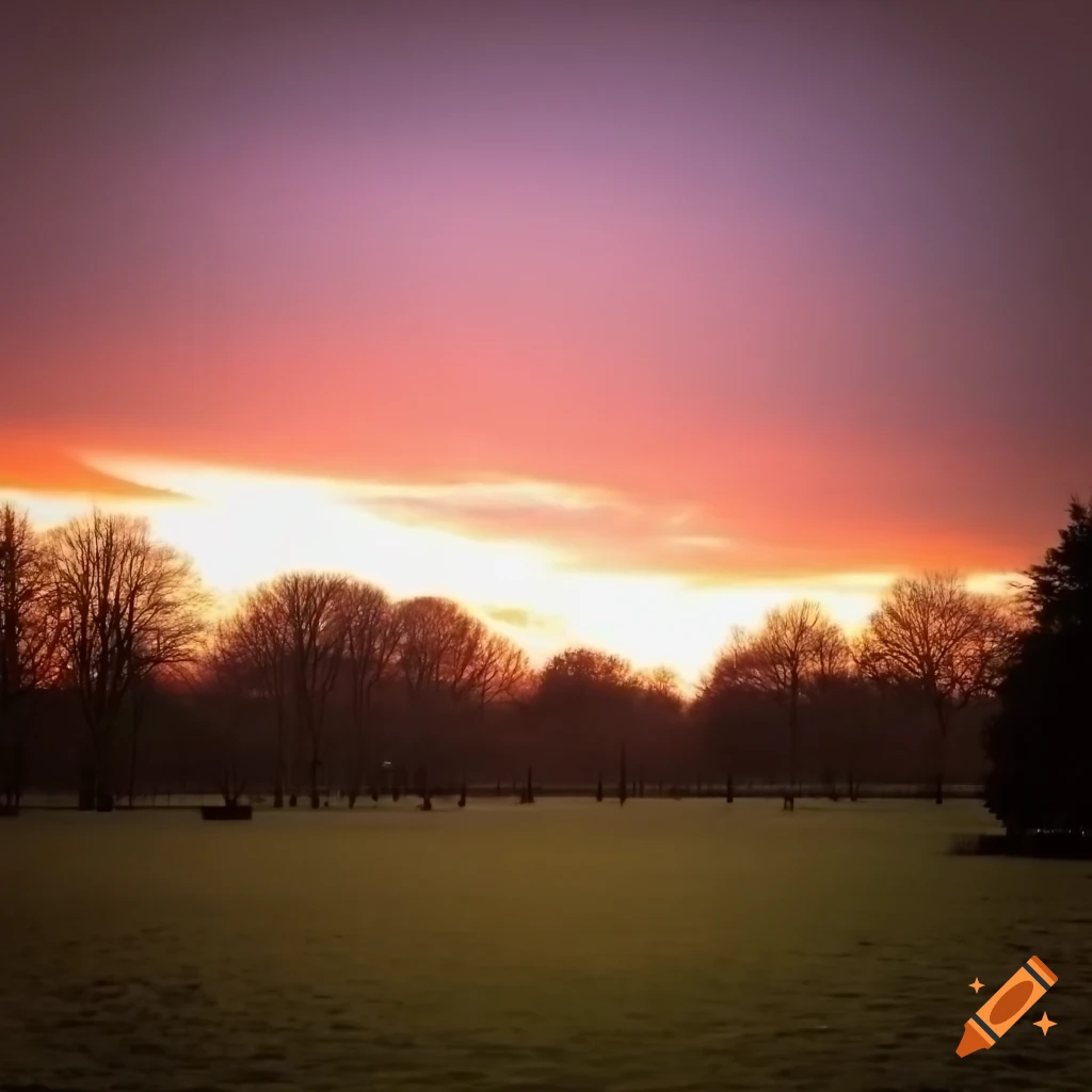 Sunset at knighton park in leicester, england on Craiyon