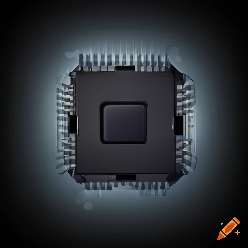 Black CPU on transparent background