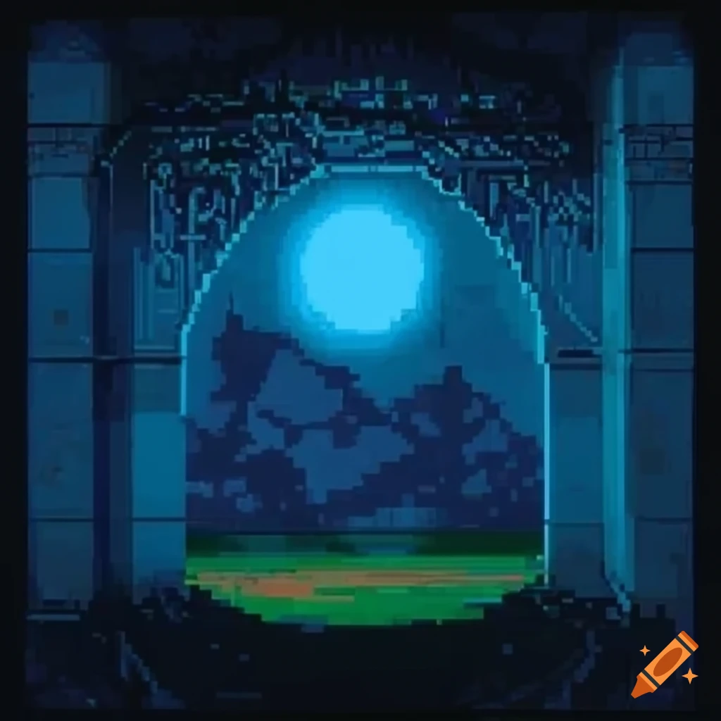 Pixelated dreamscape in the canvas of memories