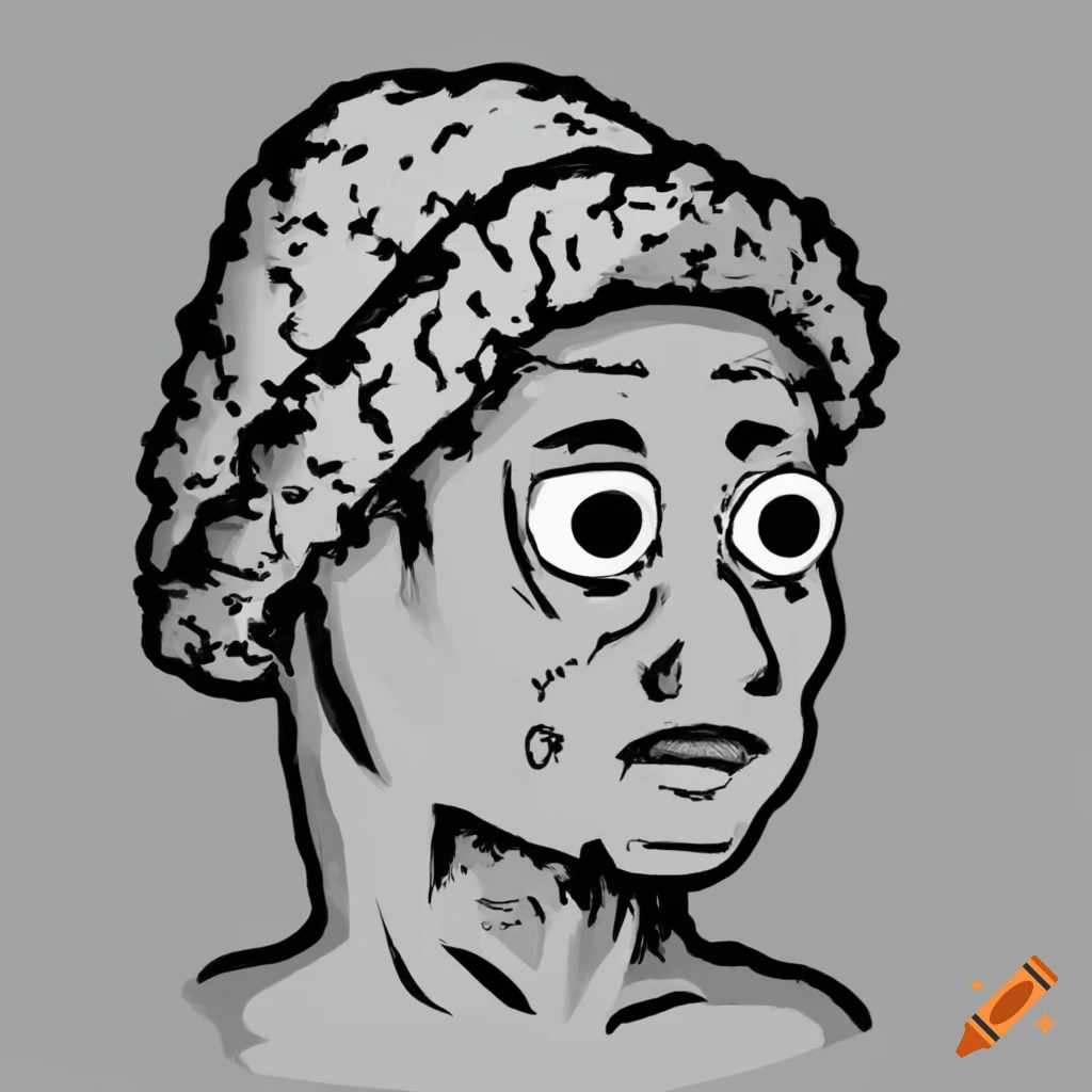 Wojak variation with cold cap on Craiyon