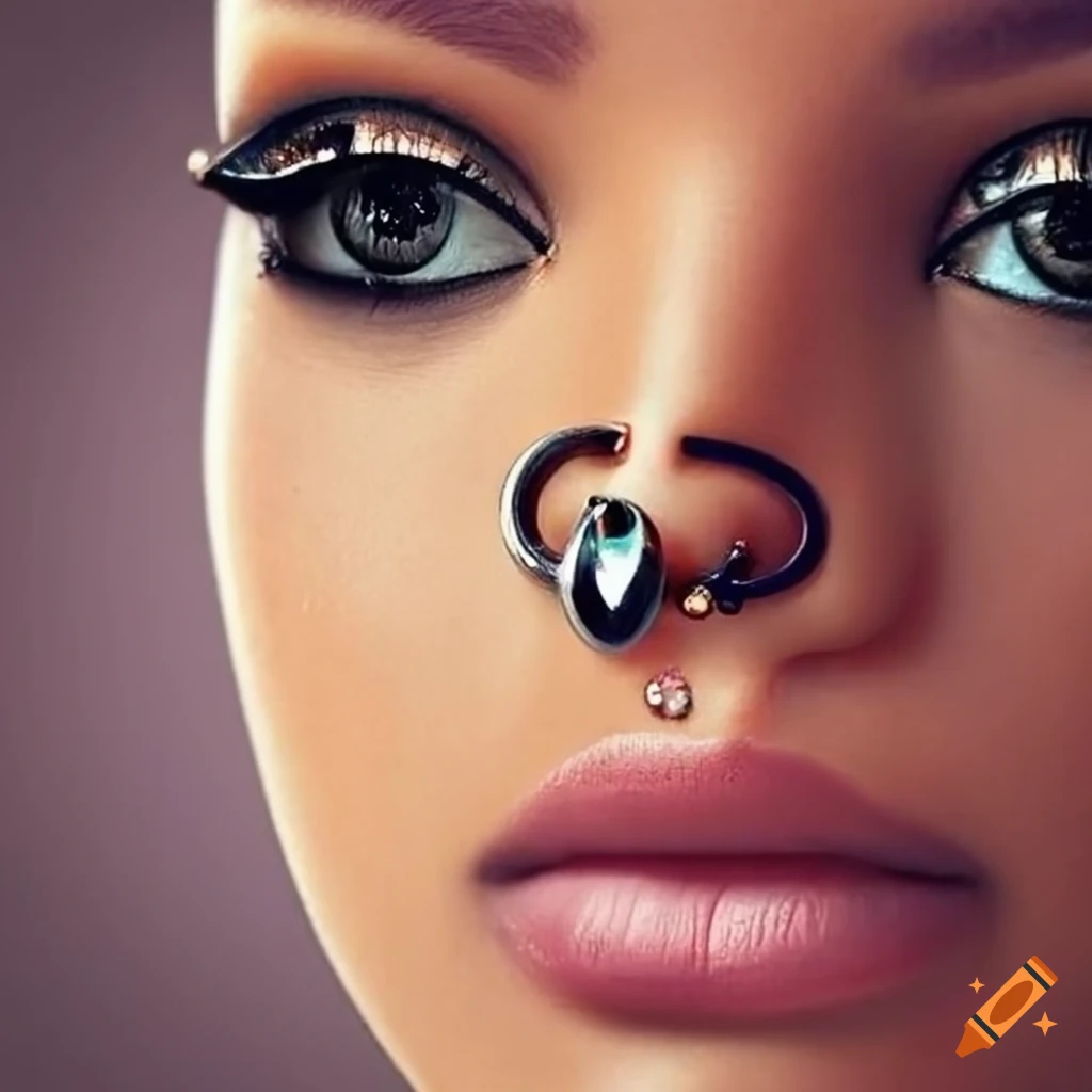Close-up of a nose piercing