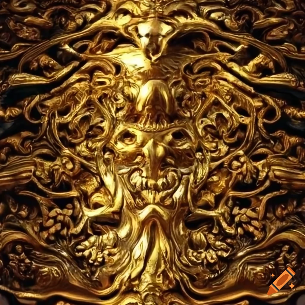 High definition open texture gold carving on Craiyon