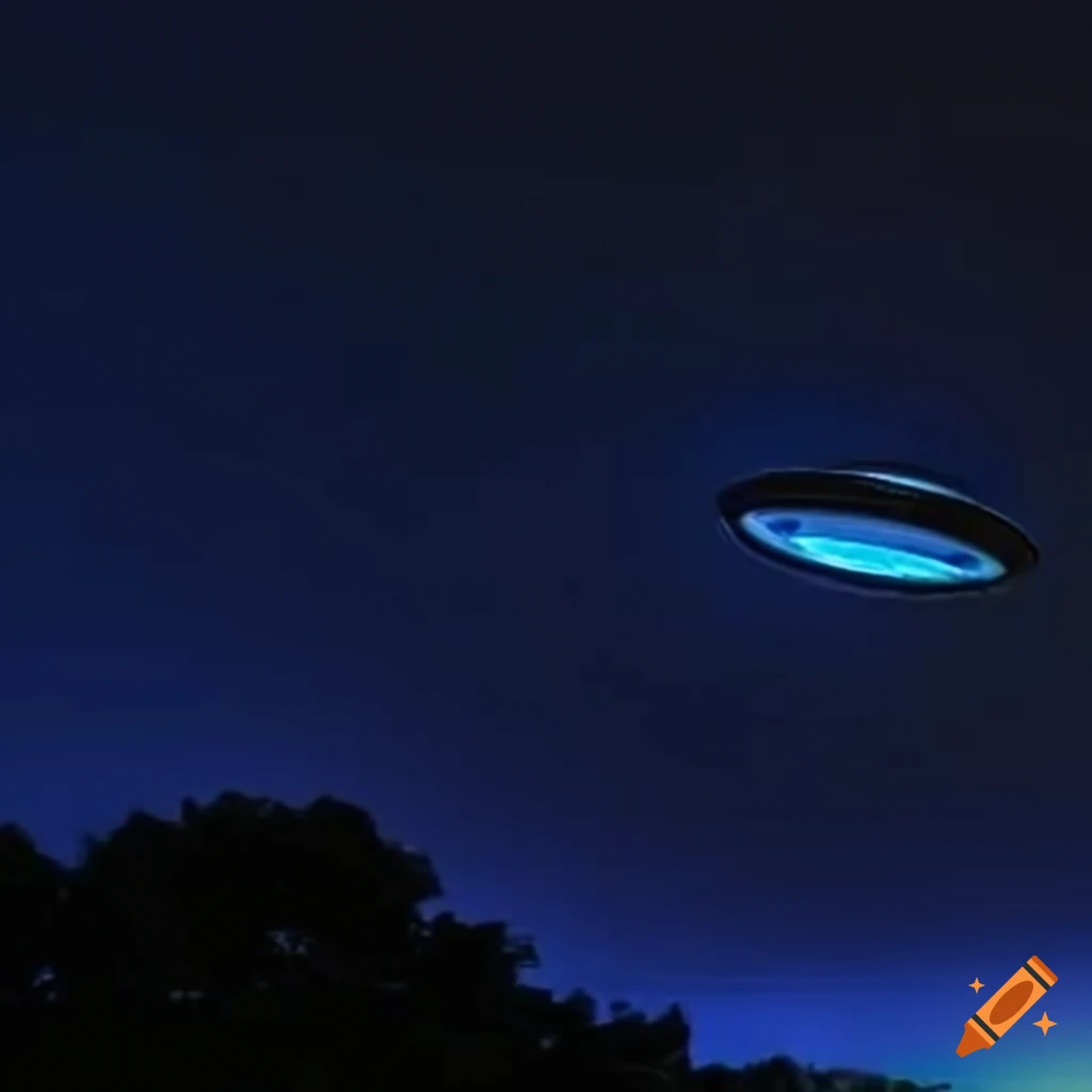 UFO flying above a city at night
