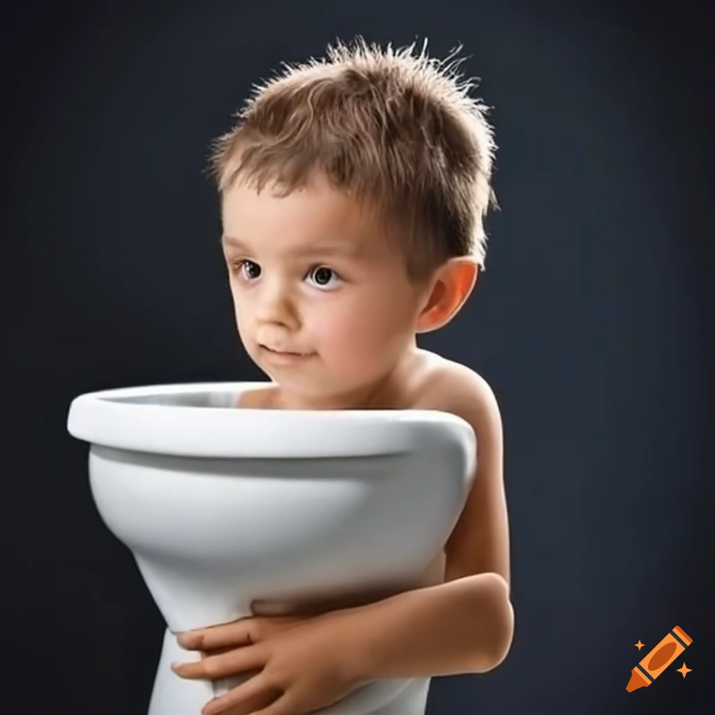 Child with a toilet bowl head on Craiyon