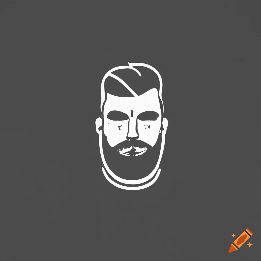 Minimalistic outline of a bearded man for a barber shop logo on Craiyon