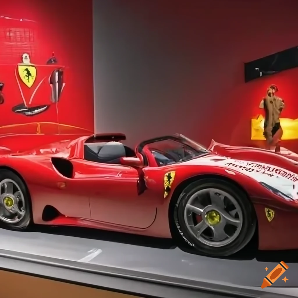 Male tourist visiting the Ferrari Museum in Modena, Italy