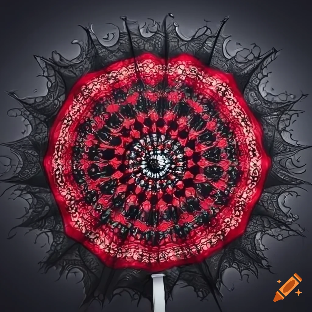Black umbrella with red pattern on Craiyon