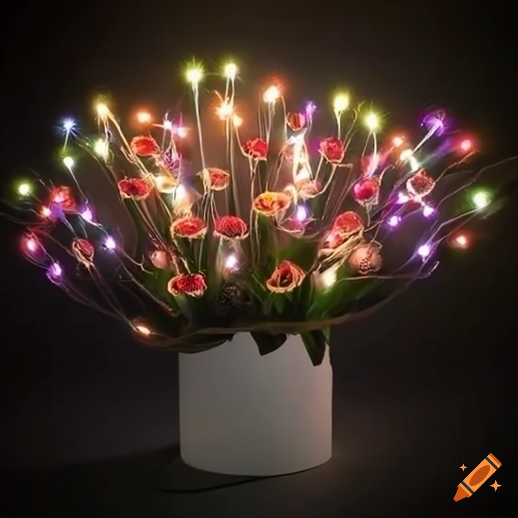 Electronic bouquet of wired flowers with led lights on Craiyon