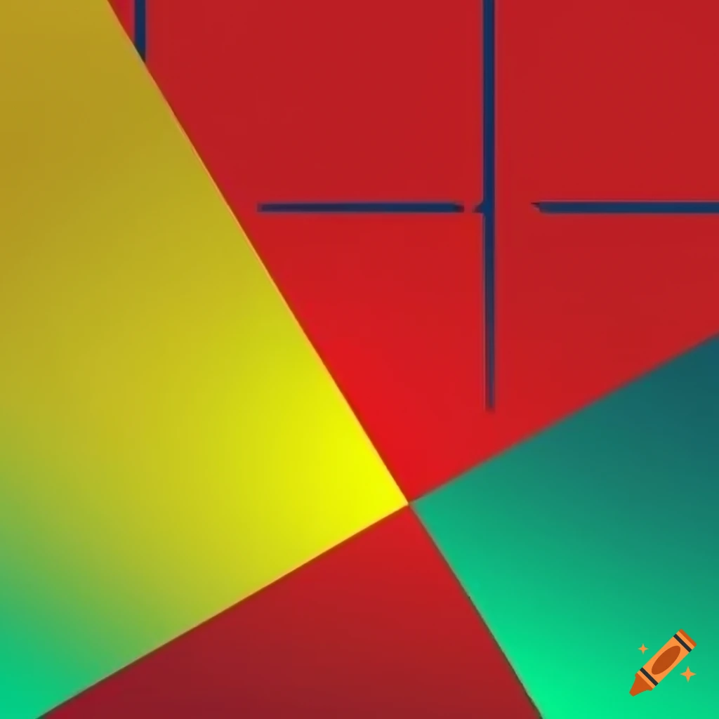 Abstract geometric art with red, blue, yellow, green, and orange colors