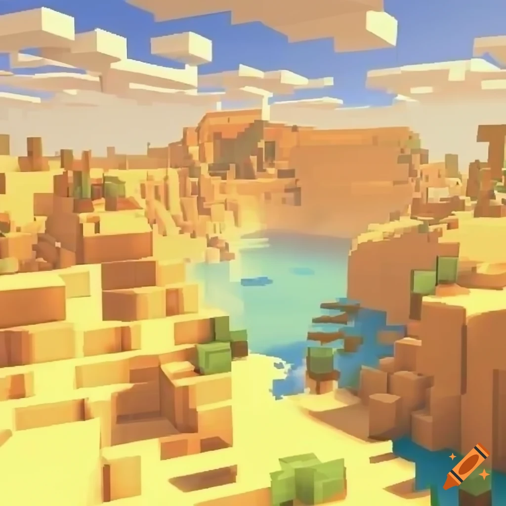 Minecraft-style oasis