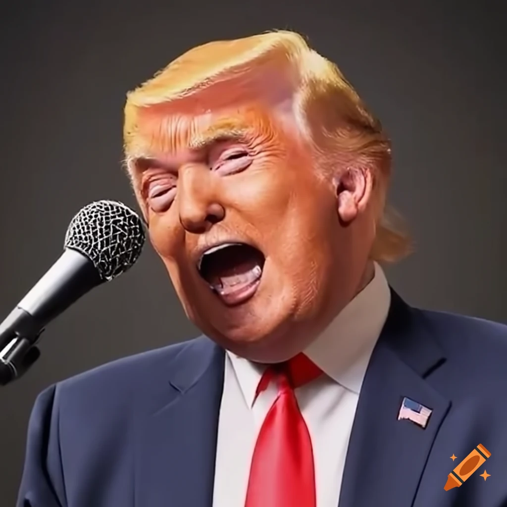 Public figure singing into a microphone at karaoke