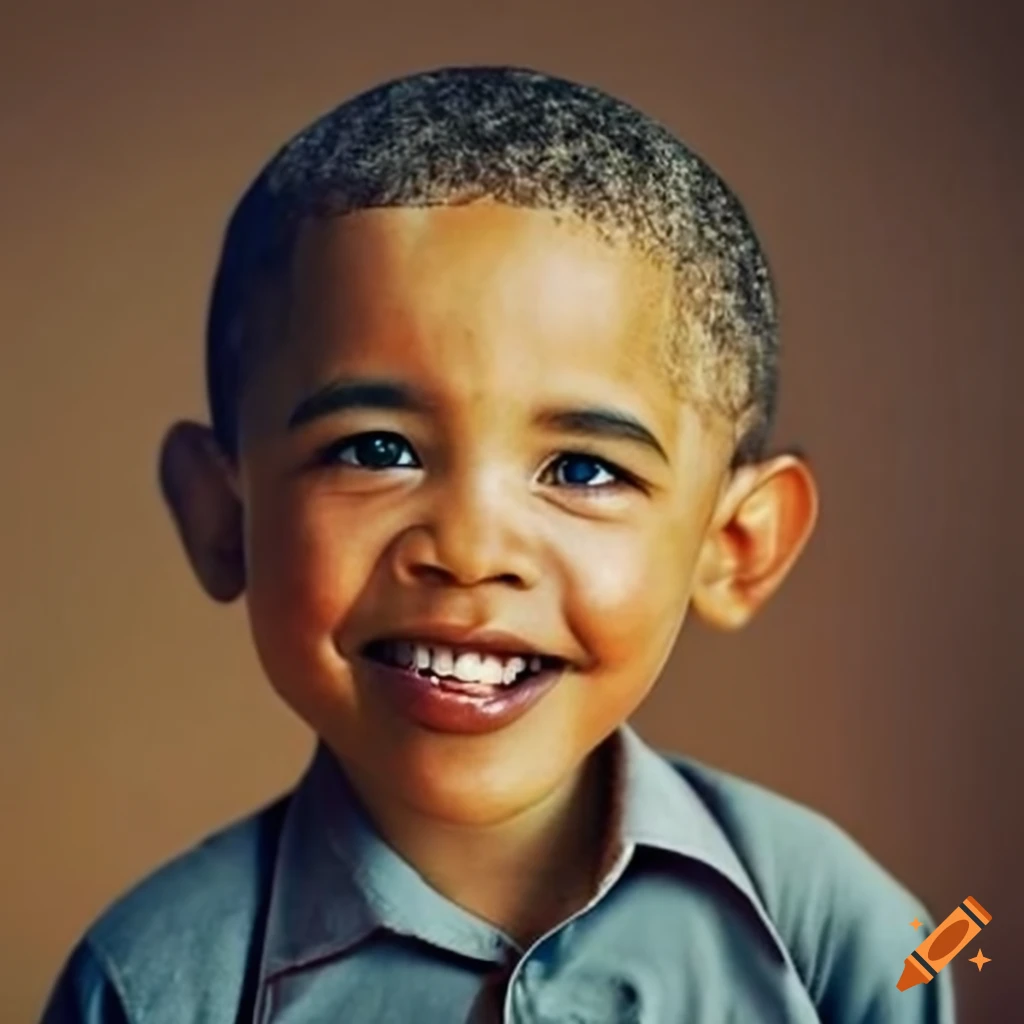 Barack obama as a young child in hawaii, depicting multicultural background on Craiyon
