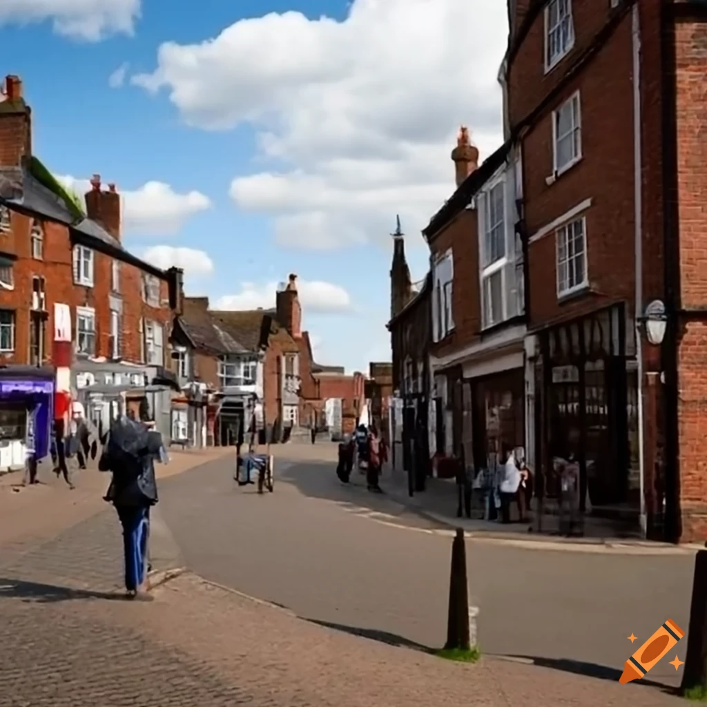 Pride hill in shrewsbury shropshire on a summer day in the year 2050 on