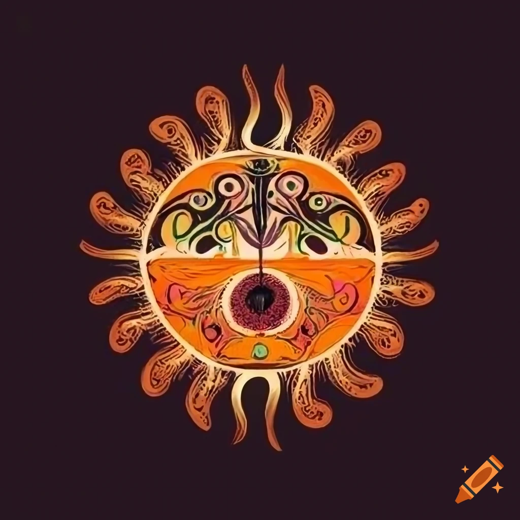 Indigenous-inspired logo with intertwining vines and cello and mandarino fruits