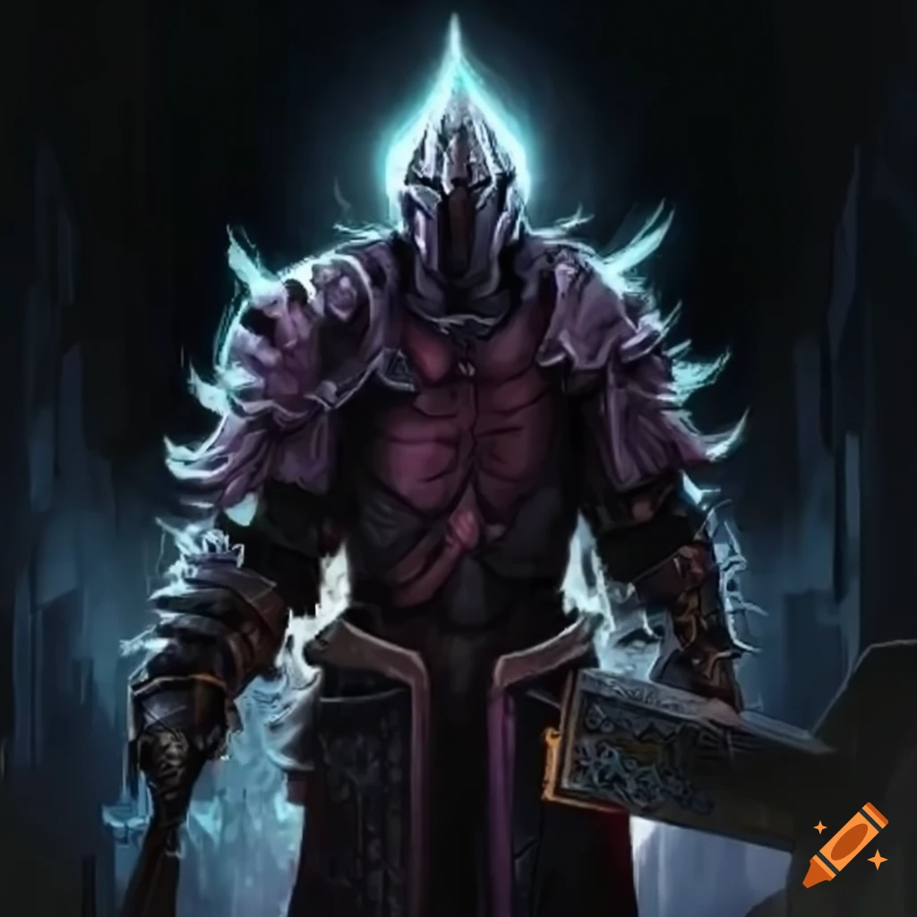 Dark medieval knight emerging from a dungeon