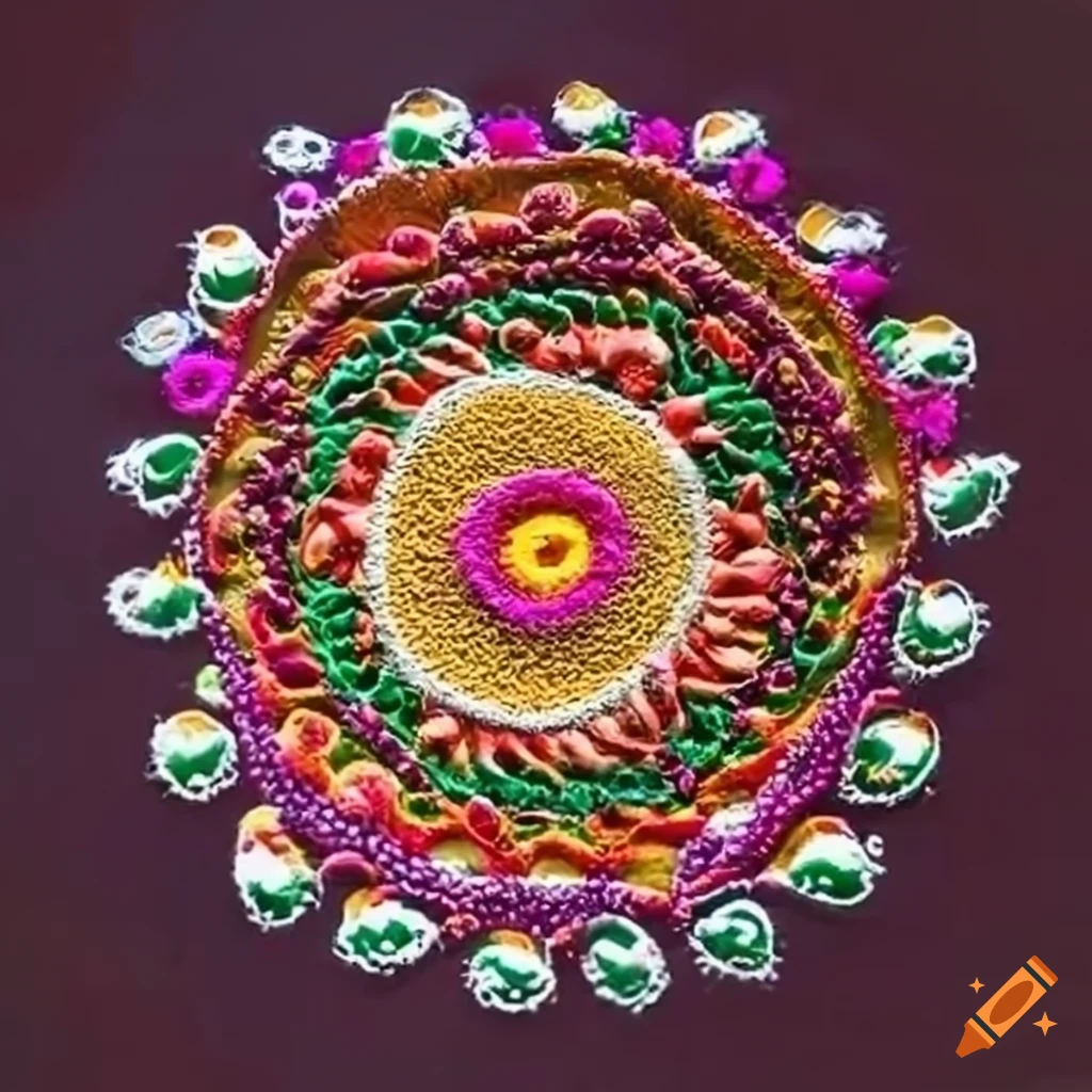 Rangoli made of millets on Craiyon