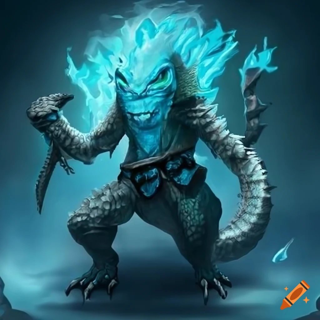 Ice lizardfolk creature