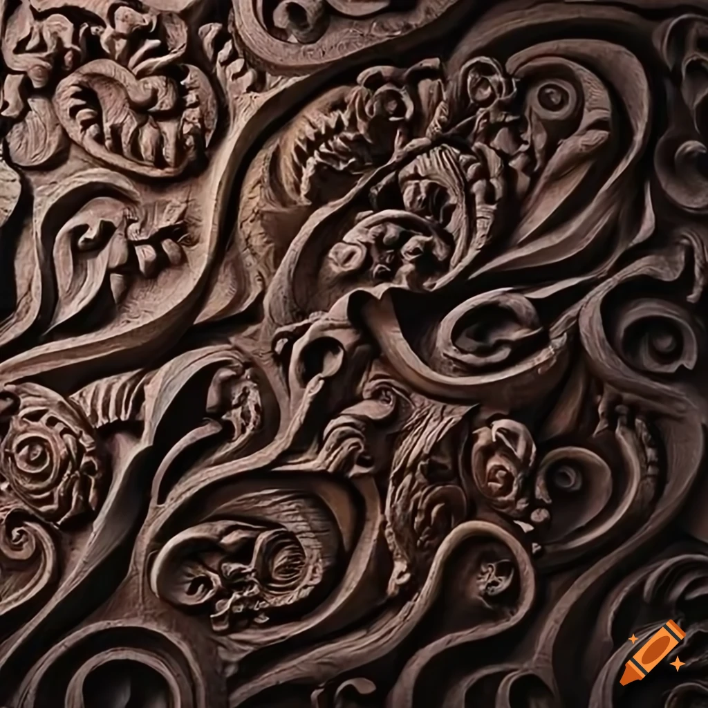High definition texture of a carved wall on Craiyon
