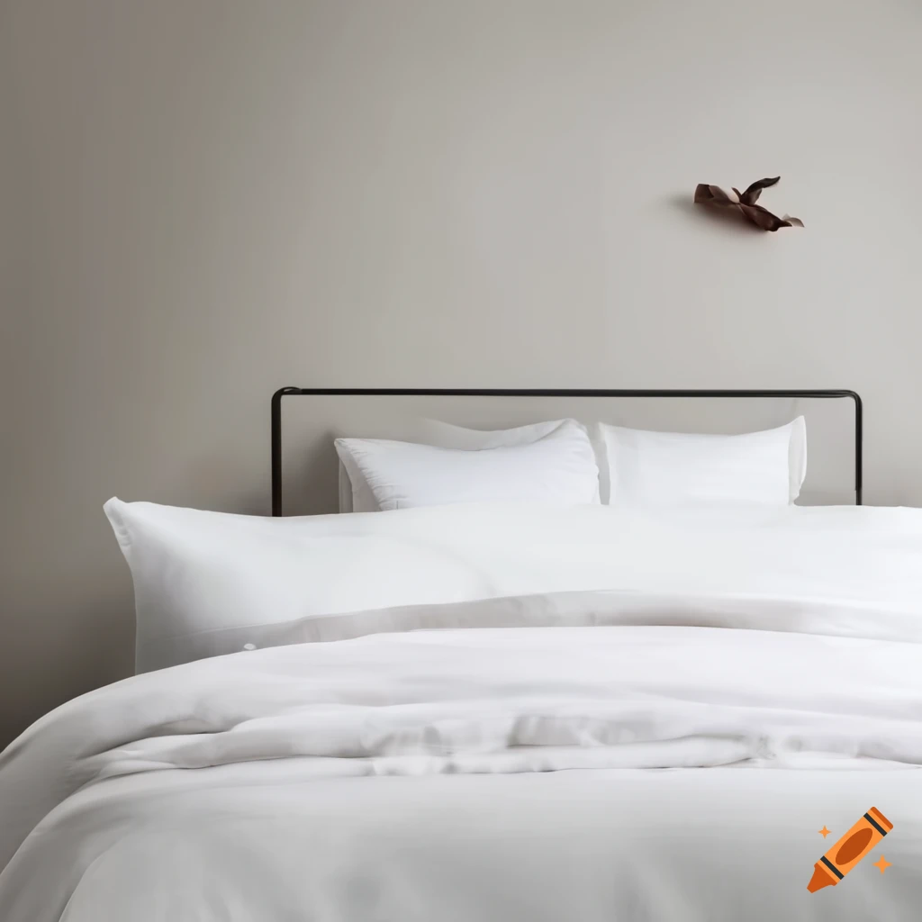 Crisp and inviting bed with fresh white linens on Craiyon