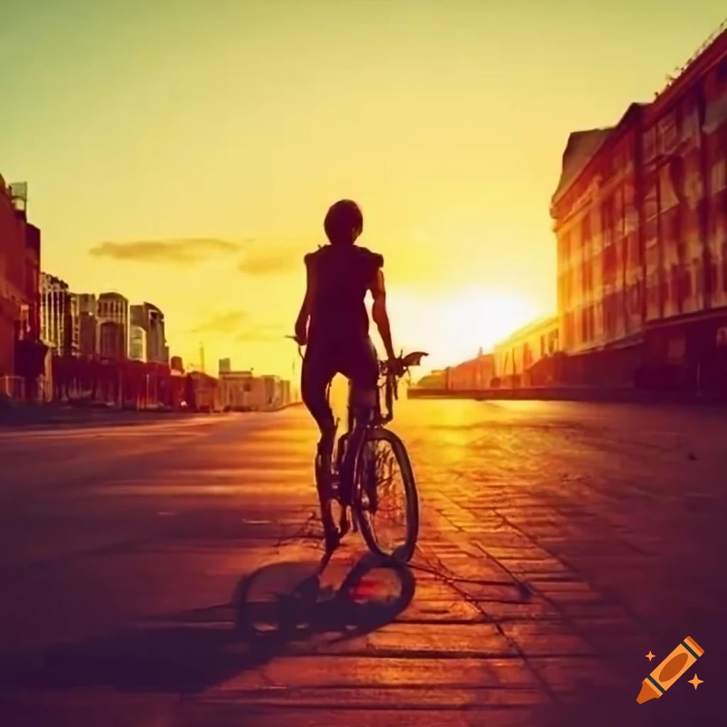 Group enjoying outdoor bike ride in the city during golden hour