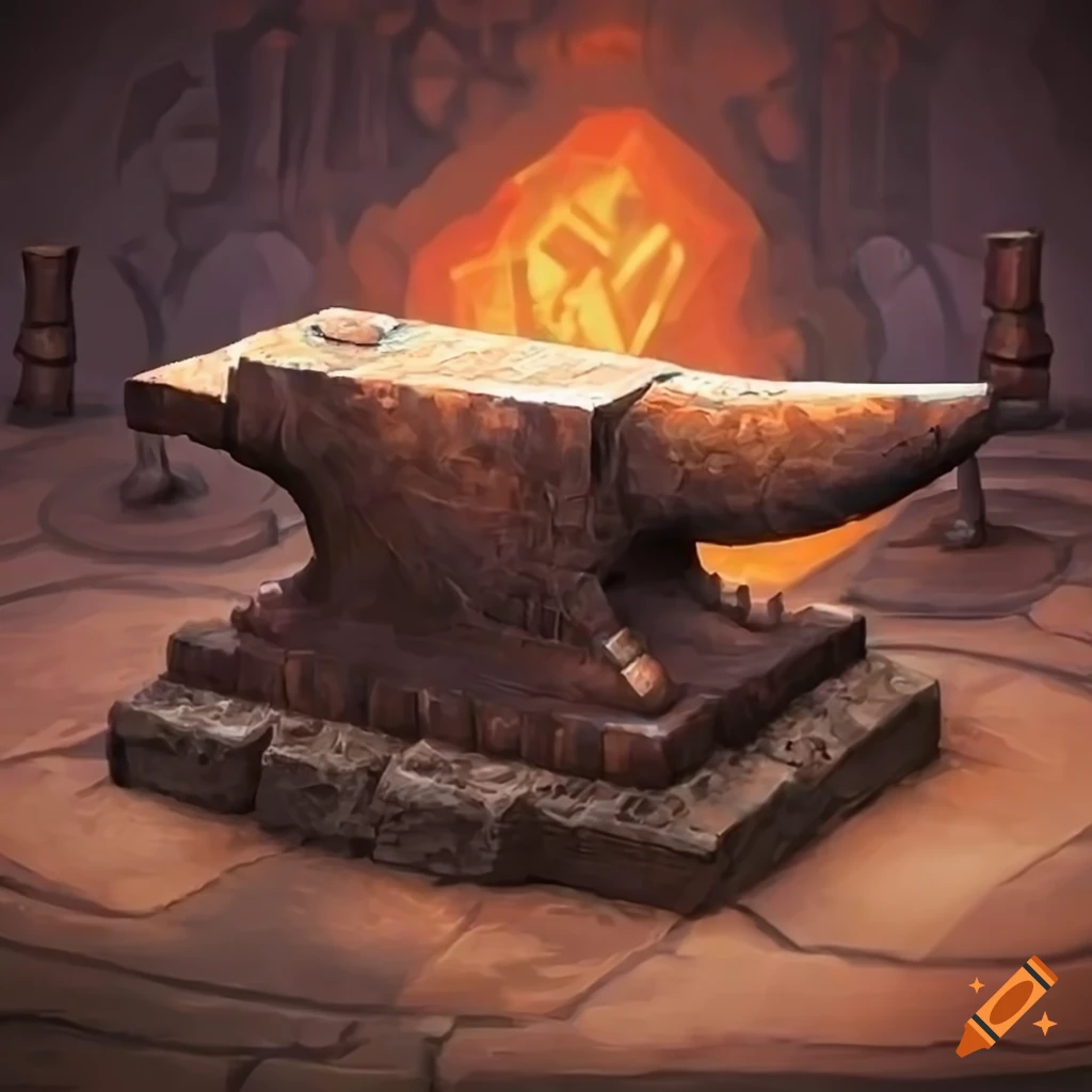 Anvil in a dwarven forge