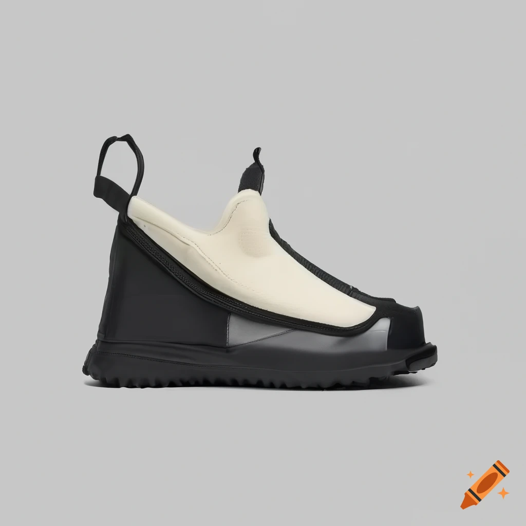 Side view of futuristic yeezy adidas ski boot slip on with white background