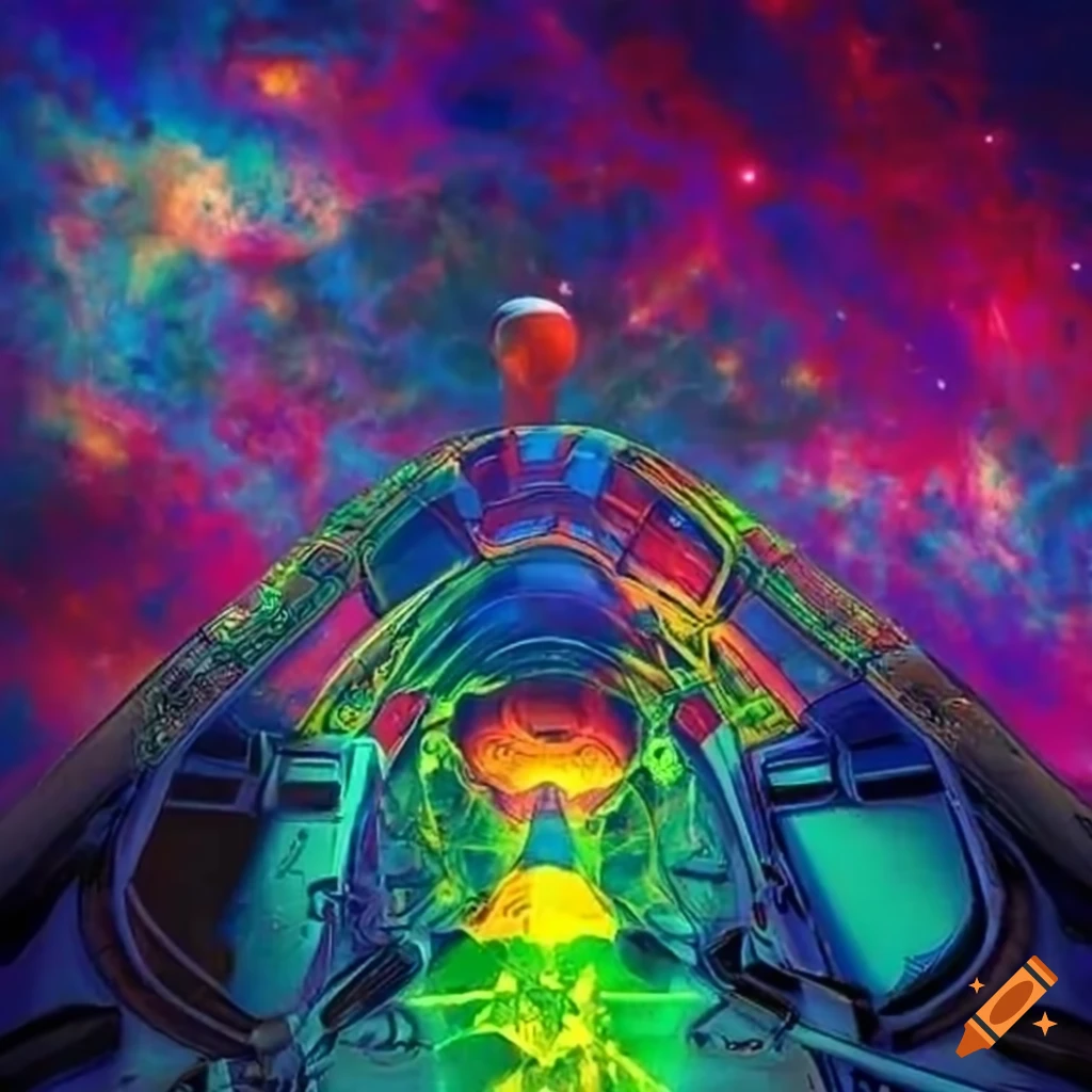 Lost astronaut looking outside space vehicle in space on Craiyon