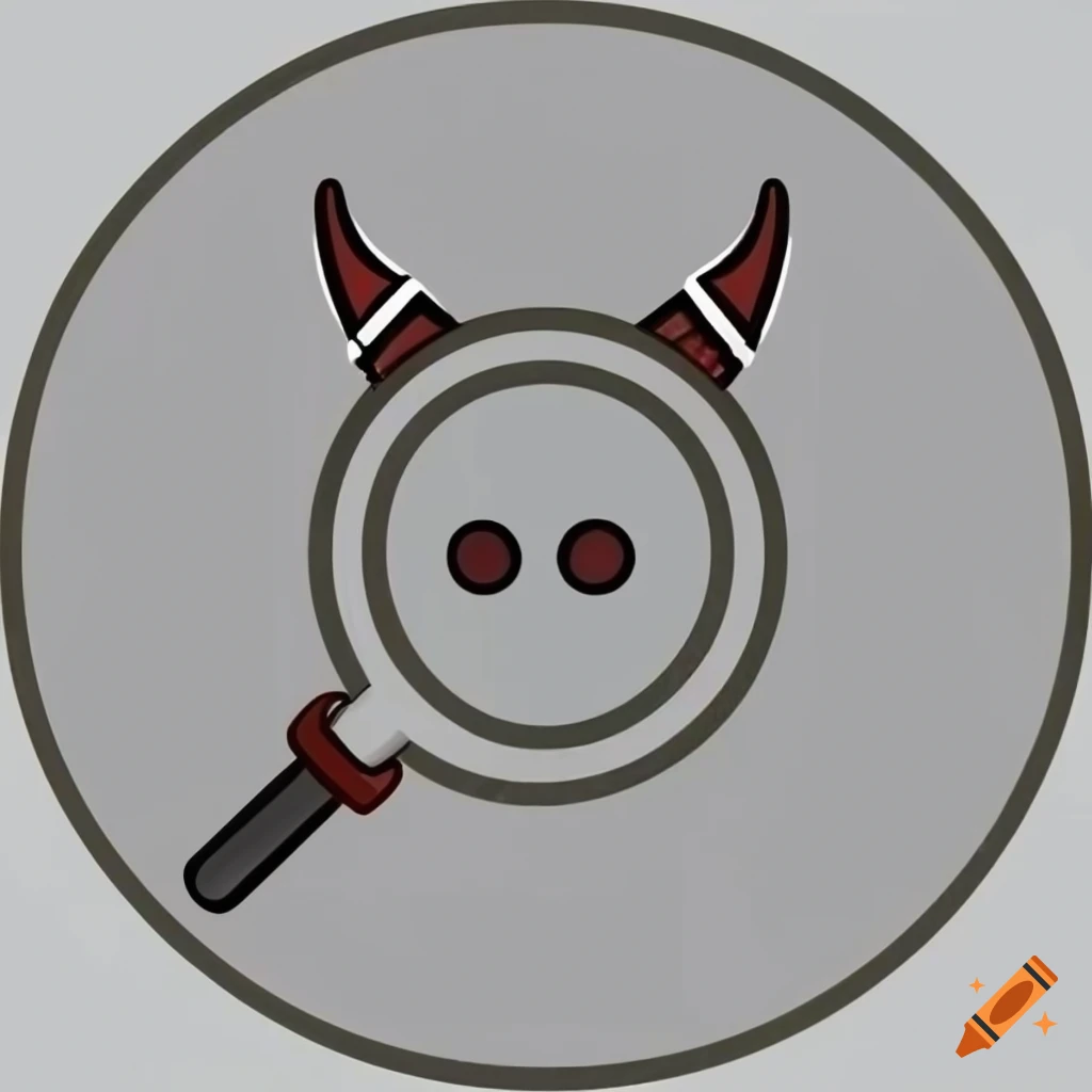 Magnifying glass with demonic horns icon
