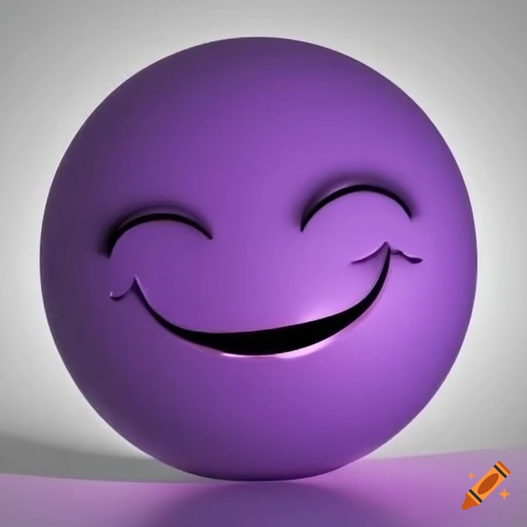 Purple round 3D head smiling