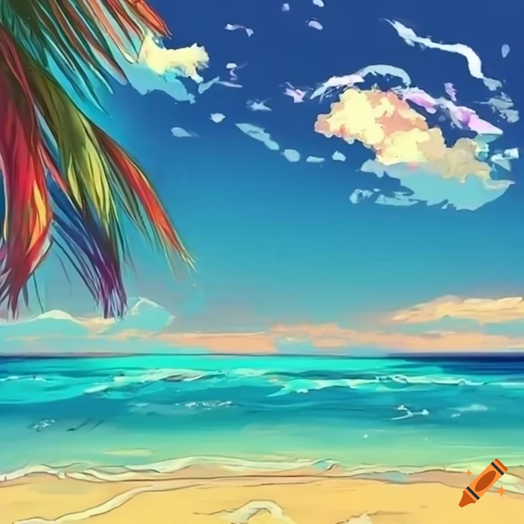 Beach scene on Craiyon