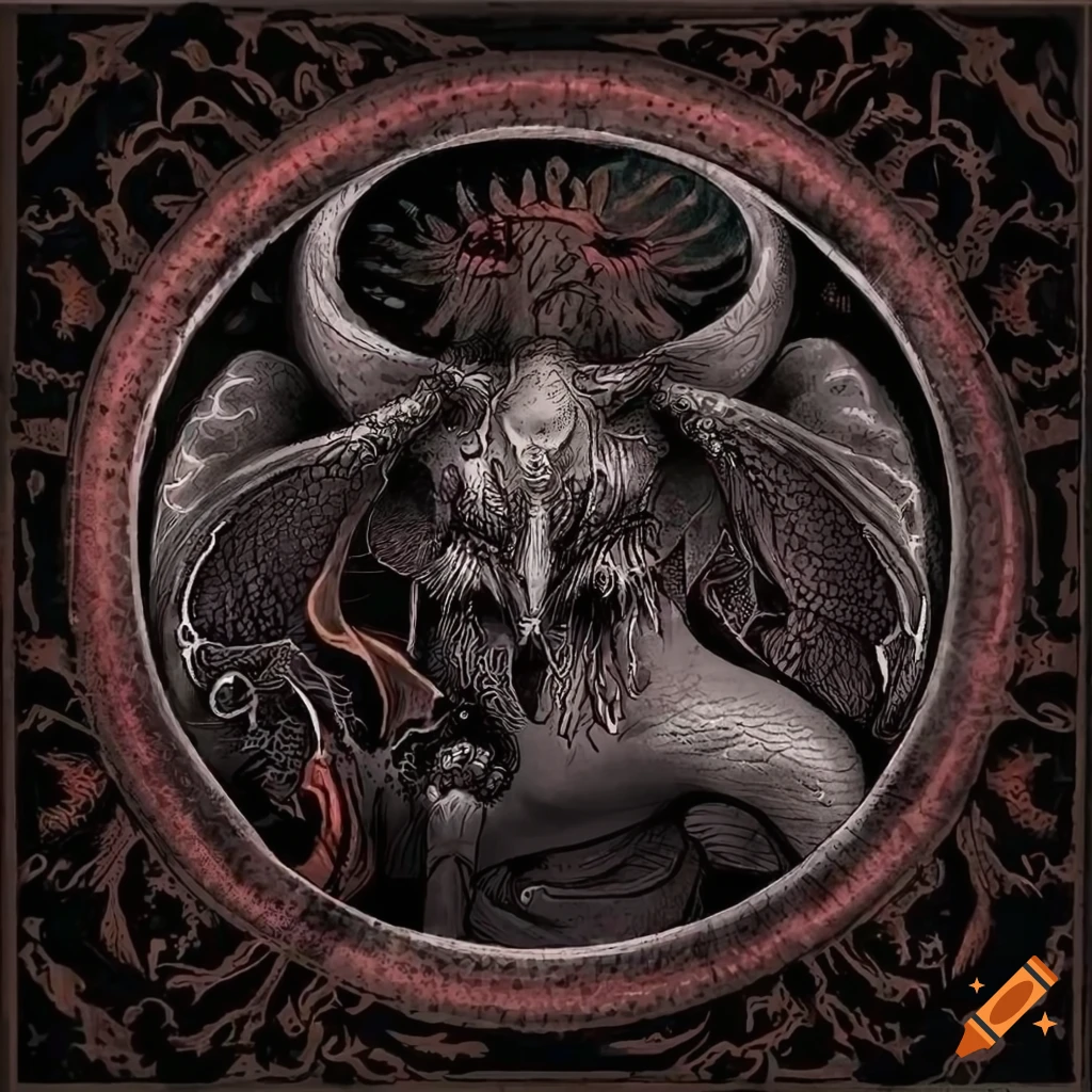 Gothic depiction of baphomet with a black moth and snake in dark art ...