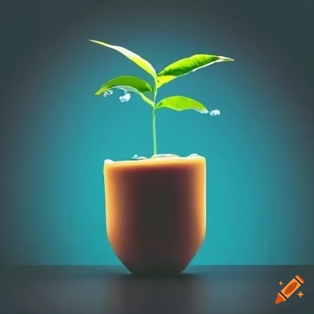 Person studying and growing a plant with water dripping to signify learning and growth