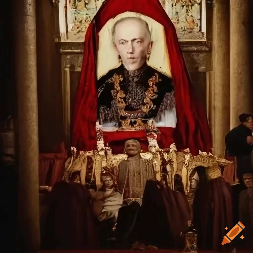 Ceremony for the Tiorvian emperor's funeral in a realistic portrayal