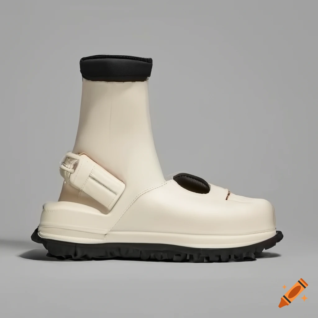 Side view of futuristic yeezy adidas ski boot slip on on Craiyon